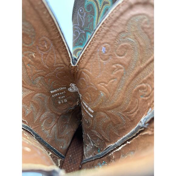 Justin Boots Brown and Teal Heeled Boots - Picture 8 of 8